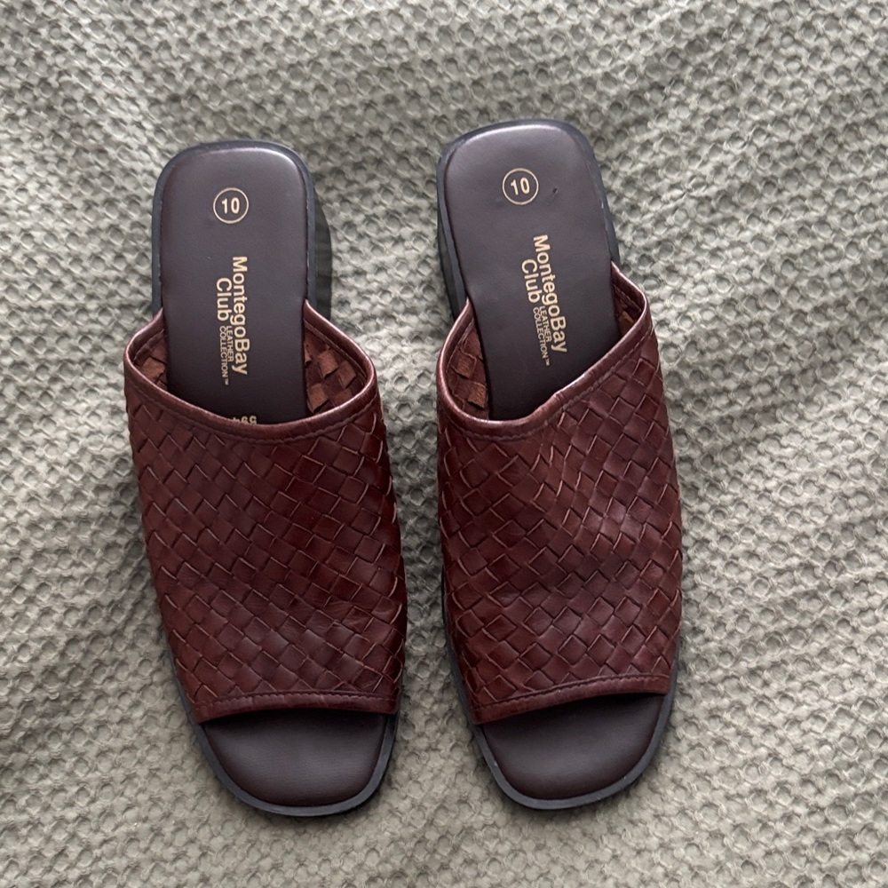 Montego Bay Club Woven Brown Mules